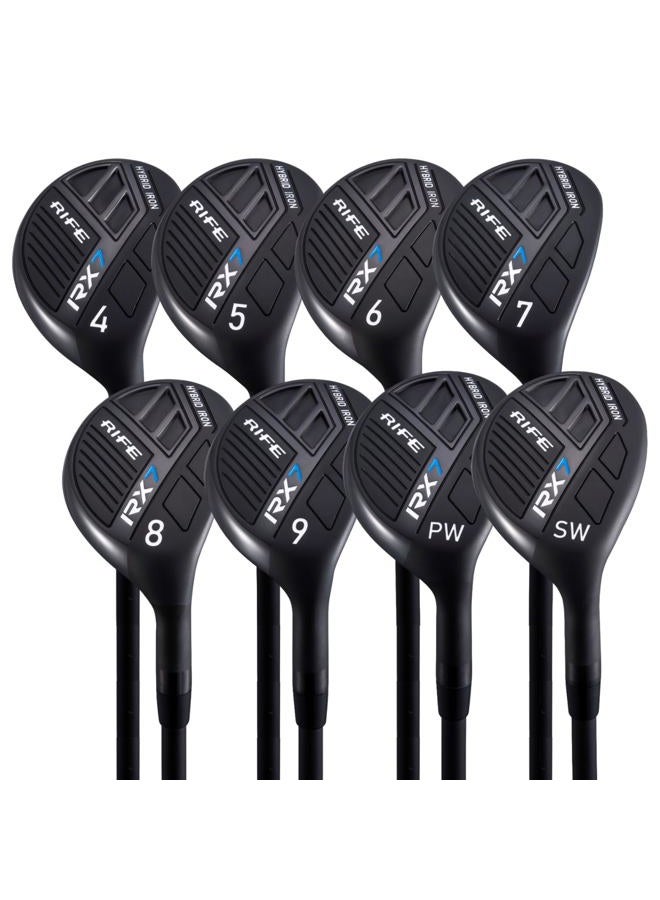 Rife Golf RX7 Regular Flex Graphite Shafts Mens Standard Length Graphite All True Hybrid Iron Clubs Set Right Handed #4 5 6 7 8 9 PW Sand Wedge Hybrids - Image 1