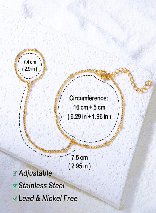 Cerun 1 Pcs Premium gold Hand Chain Ring Bracelet for Women Dainty Adjustable Trendy Finger Ring Bracelet Stainless Steel Hand Chain Jewelry for Women - Image 2
