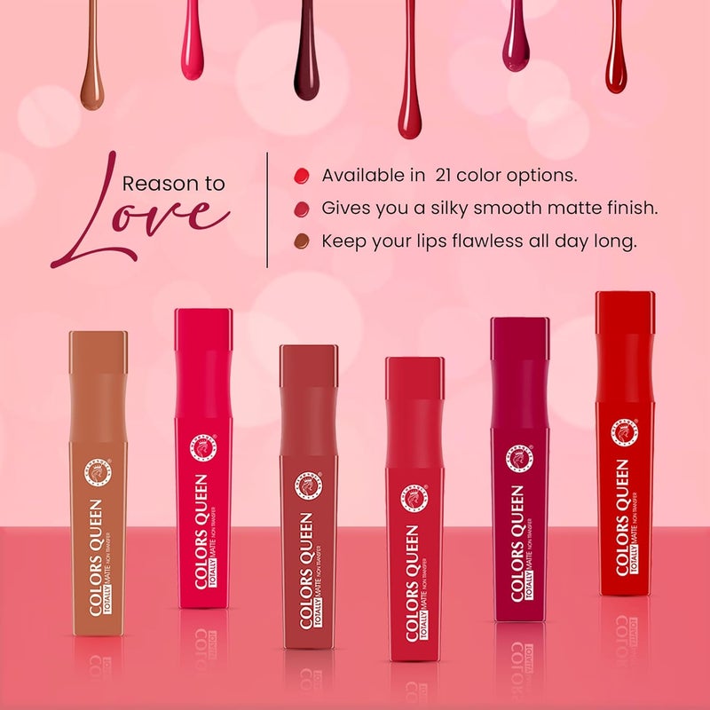 COLORS QUEEN Colors Queen Totally Matte Liquid Lipstick Intense Color Payoff Lightweight Comfortable One Swipe Application Long Lasting Non Transfer Liquid Lipstick for Women 08 Taboo 75g - Image 4