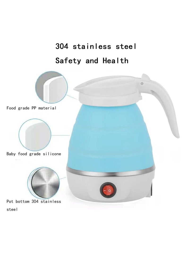 Generic - Small folding portable electric boiler, silicon hot water boiler, camping teapot, easy to store, equipped with removable power cord (blue) - Image 1
