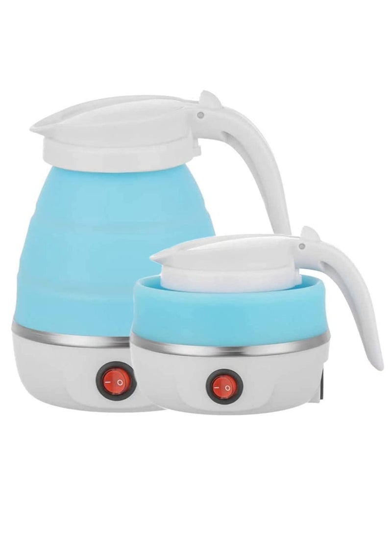 Generic - Small folding portable electric boiler, silicon hot water boiler, camping teapot, easy to store, equipped with removable power cord (blue) - Image 1