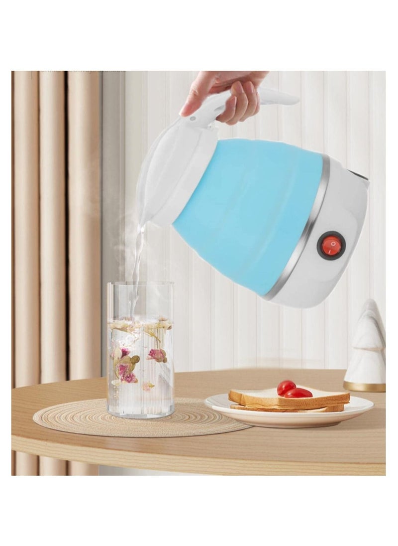 Generic - Small folding portable electric boiler, silicon hot water boiler, camping teapot, easy to store, equipped with removable power cord (blue) - Image 1