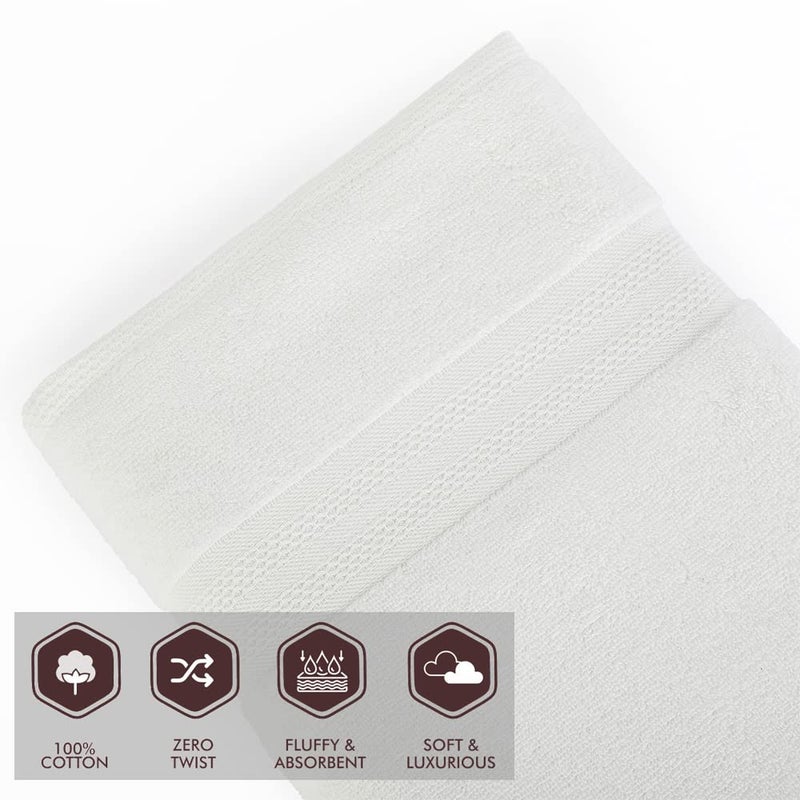 Layers 100% Cotton Bath Towel, 410 GSM (White, Solid Pattern) Be Bold Collection, Light Weight, Zero Twist, AZO-Free, Moisture Absorbent, Quick Dry Towel, Bathroom Accessories (Pack of 1) - Image 5