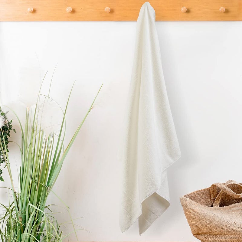 Layers 100% Cotton Bath Towel, 410 GSM (White, Solid Pattern) Be Bold Collection, Light Weight, Zero Twist, AZO-Free, Moisture Absorbent, Quick Dry Towel, Bathroom Accessories (Pack of 1) - Image 2