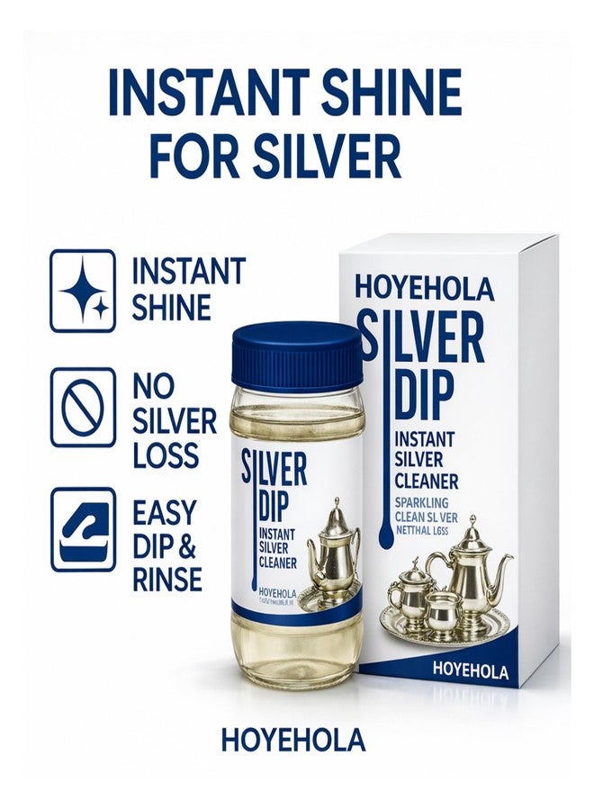 HOYEHOLA Silver Dip Instant Silver Cleaner 300 ml | Silver Utensil Cleaner Liquid for Pooja Items, Jewellery & Household Silver | Easy Dip Rinse Tarnish Cleaning Solution - Image 2