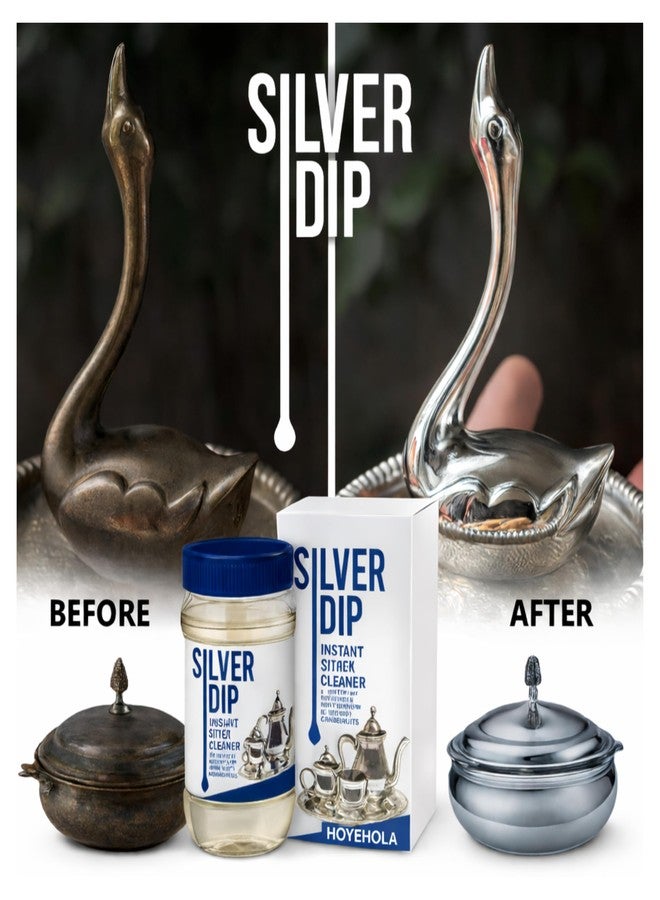 HOYEHOLA Silver Dip Instant Silver Cleaner 300 ml | Silver Utensil Cleaner Liquid for Pooja Items, Jewellery & Household Silver | Easy Dip Rinse Tarnish Cleaning Solution - Image 3