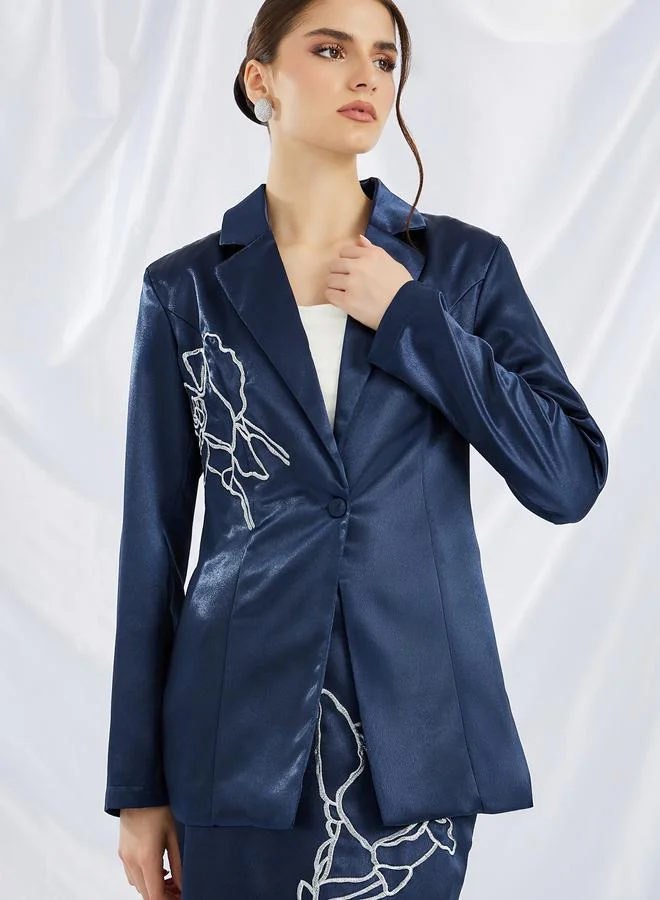 Styli Styli Embellished Regular Fit Regular Length Blazer