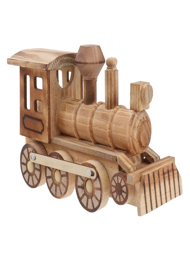 BESPORTBLE Wooden Crafts Wood Steam Train Figurine Train Model Retro Locomotive Ornaments Steampunk Statue Crafts Desktop Decor for Boys Home Office Decor Engineering - Image 1