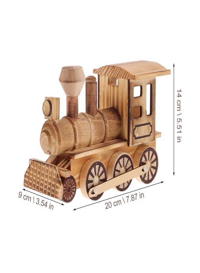 BESPORTBLE Wooden Crafts Wood Steam Train Figurine Train Model Retro Locomotive Ornaments Steampunk Statue Crafts Desktop Decor for Boys Home Office Decor Engineering - Image 3
