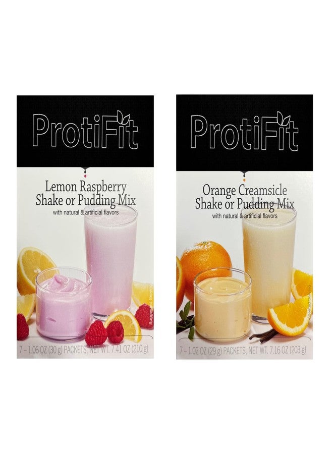 PROTIFIT - High Protein Lemon Raspberry & Orange Creamsicle Pudding & Shake Mix 2 Pack, 15g Protein, Low Calorie, Low Fat, Low Carb, Aspartame Free, Idea Protein Compatible, Meal Replacement, 7 Servings Per Box, (2 Pack) - Image 1