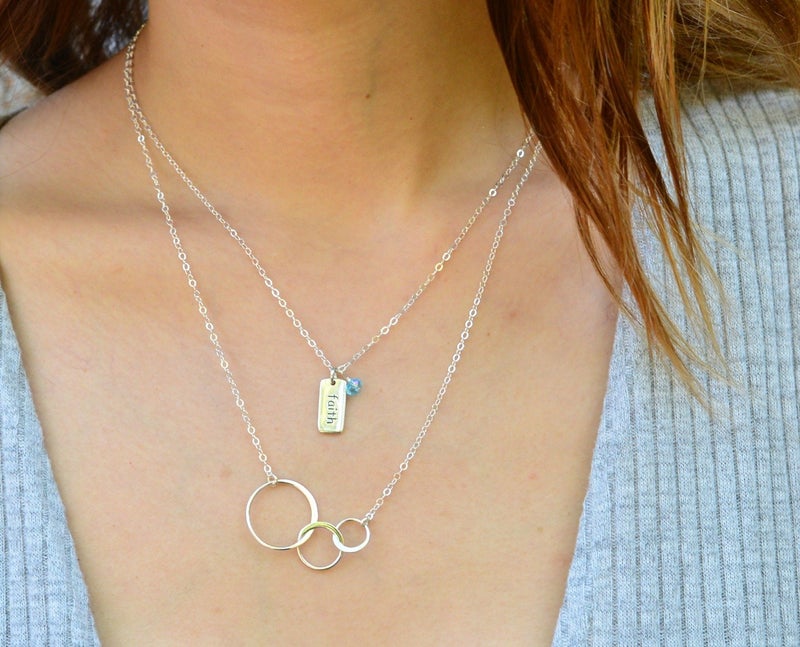 EFYTAL 30th Birthday Gifts for Her, Sterling Silver or Gold Plated 3 Circles Necklace, 30 Year Old Happy Birthday Gift for Women, 30th Best Friend Birthday Gifts for Women, 30th Birthday Decorations - Image 2