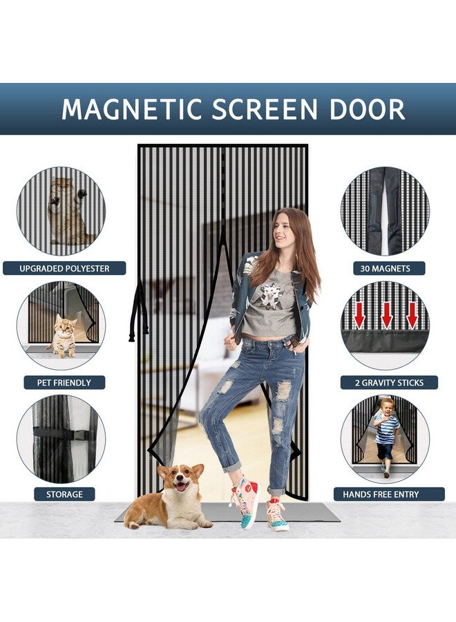 YRH YRH Magnetic Screen Door - Upgrade Enhanced Screen Mesh,Fit for Door Size:36x82 Inch,Screen Itself Size:38x83 Inch,Powerful Magnets,Frame Hook & Loop,Full Frame Magic Tape Screen Door No Gap,Black  - Image 2