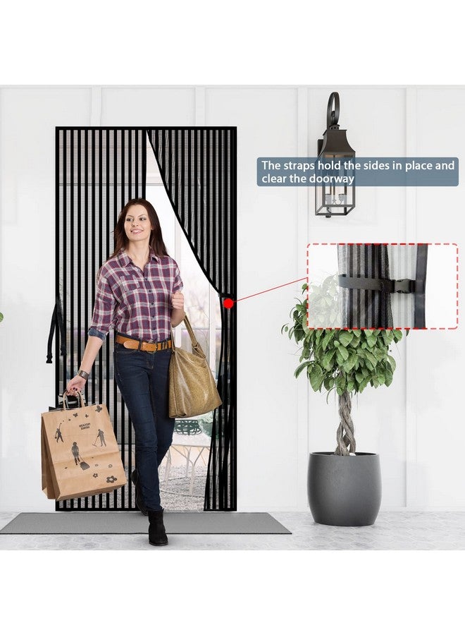 YRH YRH Magnetic Screen Door - Upgrade Enhanced Screen Mesh,Fit for Door Size:36x82 Inch,Screen Itself Size:38x83 Inch,Powerful Magnets,Frame Hook & Loop,Full Frame Magic Tape Screen Door No Gap,Black  - Image 4