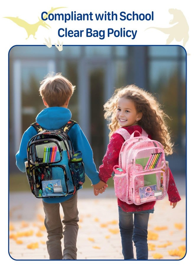 Bagseri Clear Backpack for Kids - 15 Inch Clear Bookbag for Girls Aged 3 to 8 Heavy Duty Transparent Backpack for School, Safe Reflective Strip, Cute Print, Pink Unicorn - Image 2