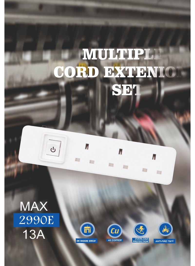 MOVAL Power Extension Cord 3m | 3 Socket Power Strip | Heavy Duty Extension Lead | Multi Plug Extension Cable for Home, Office & Appliances - Image 5