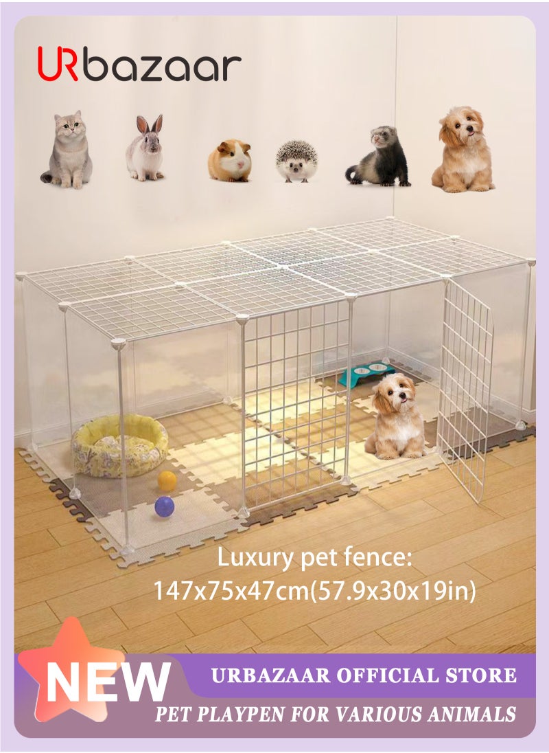 URbazaar - DIY Pet Fence, Animal Cage Portable Pet Panel, Rabbit, Dog Cage, Cat Cage Fence Tent for Indoor and Outdoor (Large White) - Image 1