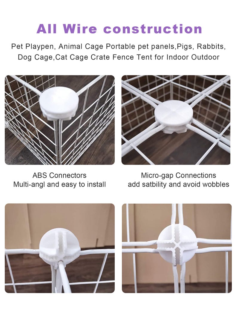 URbazaar - DIY Pet Fence, Animal Cage Portable Pet Panel, Rabbit, Dog Cage, Cat Cage Fence Tent for Indoor and Outdoor (Large White) - Image 1