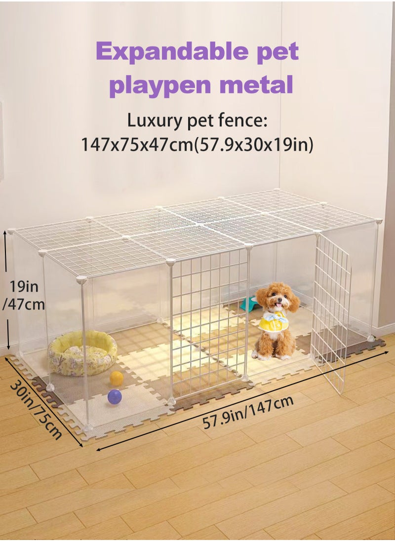 URbazaar - DIY Pet Fence, Animal Cage Portable Pet Panel, Rabbit, Dog Cage, Cat Cage Fence Tent for Indoor and Outdoor (Large White) - Image 1