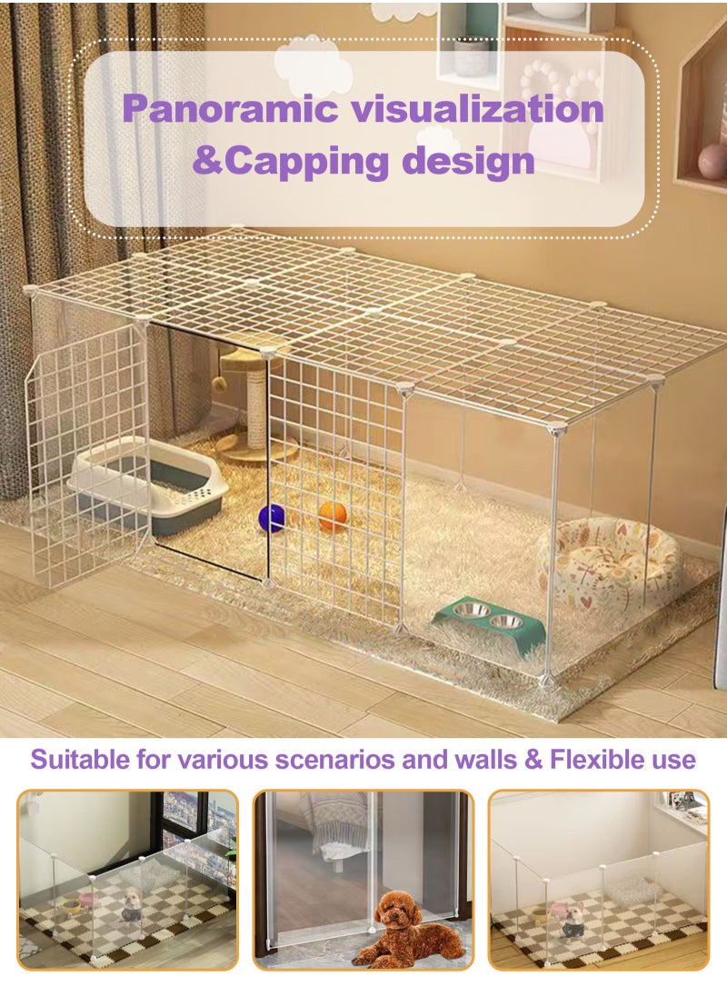 URbazaar - DIY Pet Fence, Animal Cage Portable Pet Panel, Rabbit, Dog Cage, Cat Cage Fence Tent for Indoor and Outdoor (Large White) - Image 1