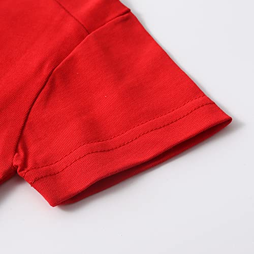 Noomelfish Girls Short Sleeve Heart Pocket T-Shirts Casual Cotton Tee Tops Blouse, Red, Size 7-8 Years - Image 5