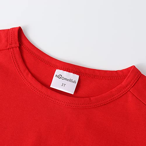 Noomelfish Girls Short Sleeve Heart Pocket T-Shirts Casual Cotton Tee Tops Blouse, Red, Size 7-8 Years - Image 4