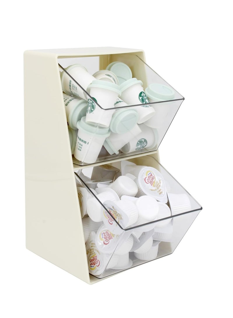 KASTWAVE Coffee Pod Holder with 2 Large Capacity Basket K Cup Storage Container Coffee Accessories for Creamer Suger Plastic Desk Organizer Box Tea Bag Organizer - Image 1