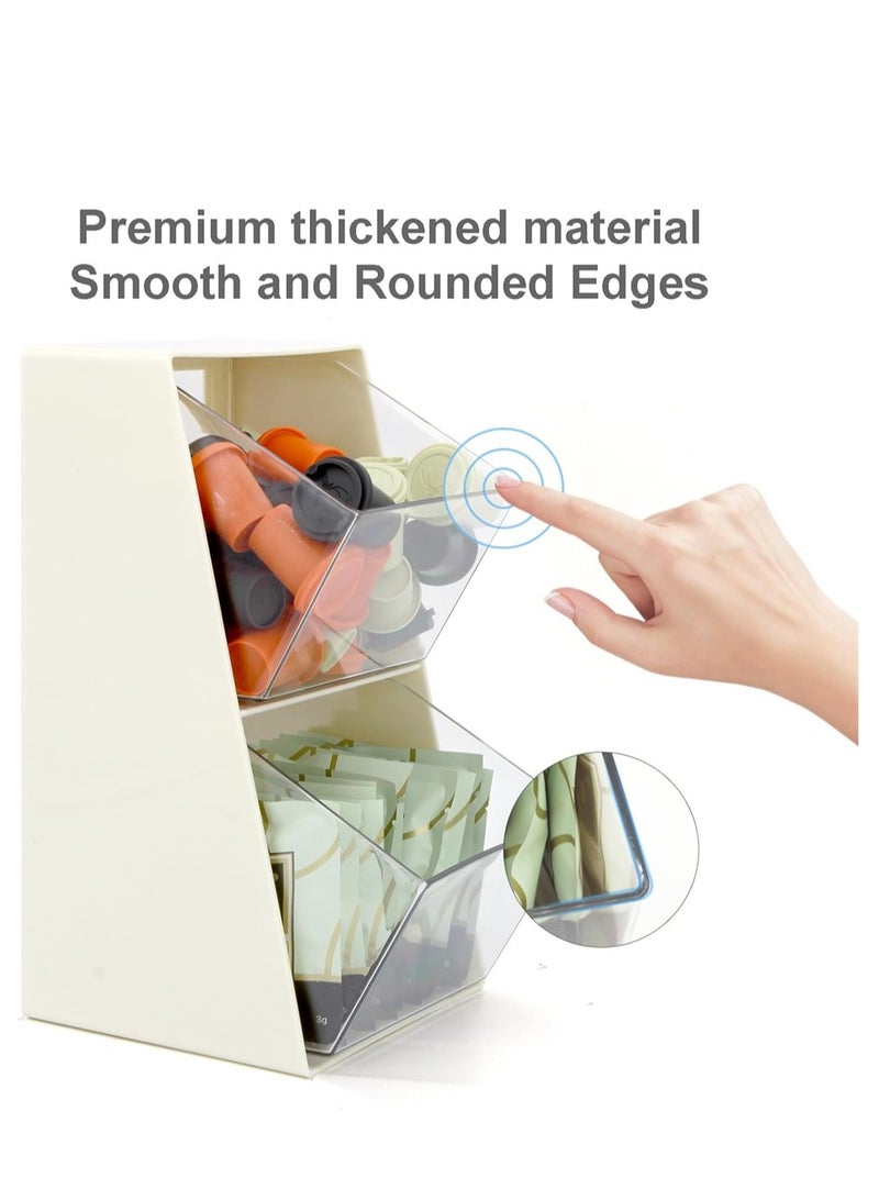 KASTWAVE Coffee Pod Holder with 2 Large Capacity Basket K Cup Storage Container Coffee Accessories for Creamer Suger Plastic Desk Organizer Box Tea Bag Organizer - Image 3