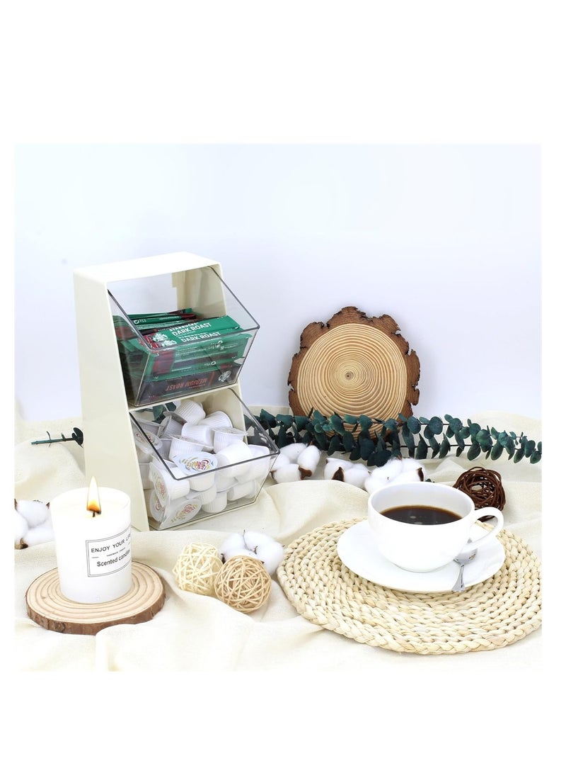 KASTWAVE Coffee Pod Holder with 2 Large Capacity Basket K Cup Storage Container Coffee Accessories for Creamer Suger Plastic Desk Organizer Box Tea Bag Organizer - Image 5