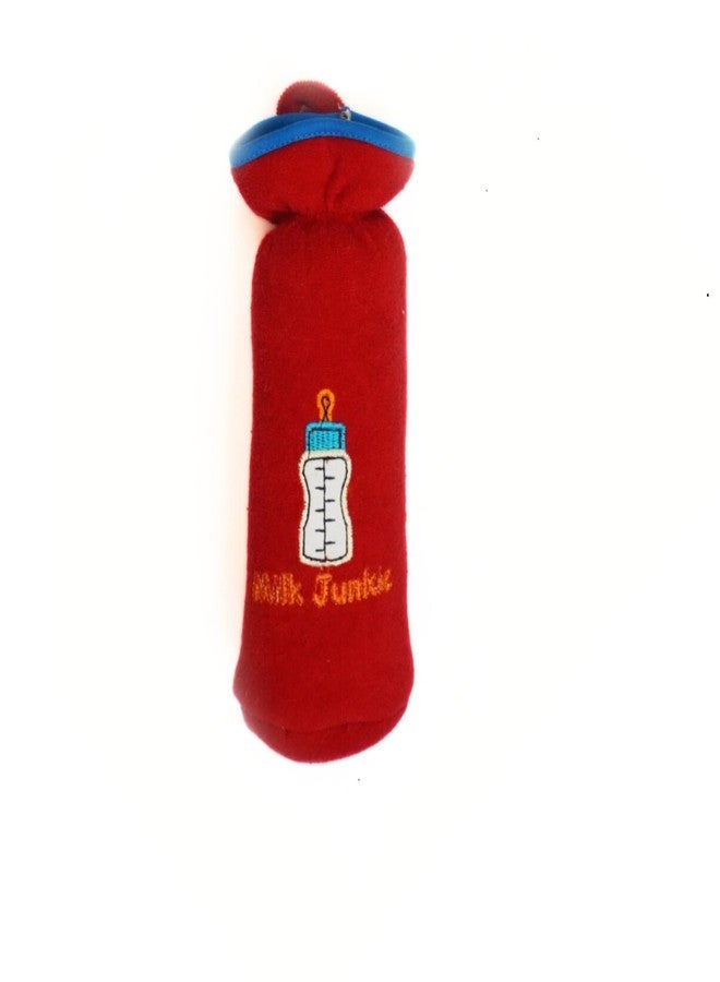 aRIC Moms Pet Soft Plush Stretchable Baby Feeding Bottle Cover for Baby | Baby Bottle Cover | Bottle cover for 6 to 12 Months | Baby Bottle Tote Bag | Cute Design Bottle Cover with Easy to Hold Strap (Red) - Image 1