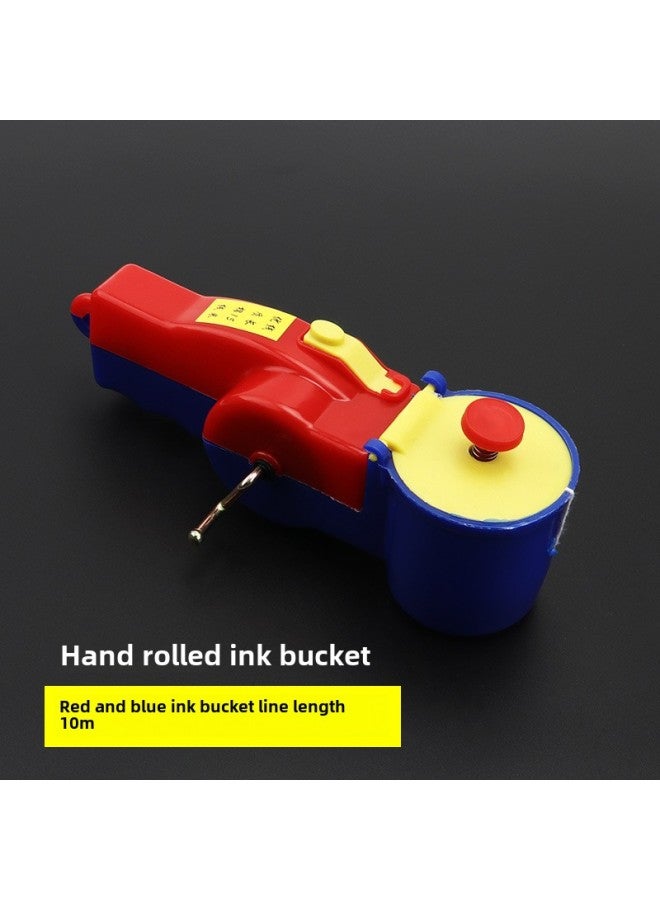 Bamboo Ink Bucket Plastic Ink Bucket Dragon Pattern Ink Bucket Automatic Woodworking Line Drawing Manual Spring And Release Line Carpenter Tool Self-rolling Ink Cartridge-Model:Hand-rolled Red And Blue Ink Bucket  - Image 1
