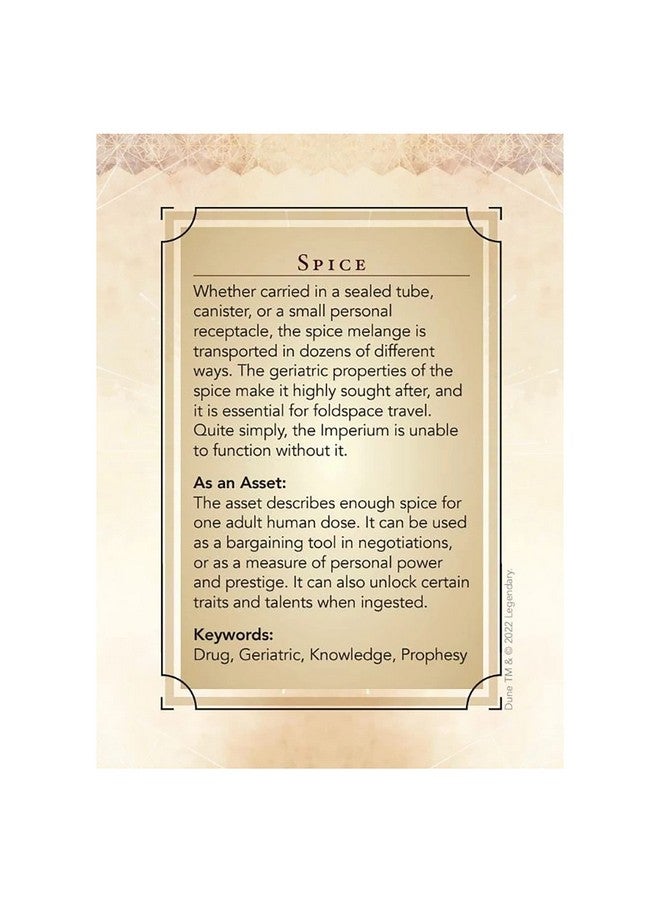 Modiphius Dune: Asset Cards - Agent Expansion Deck - Dune Adventures in The Imperium, 56 Cards RPG Expansion, Accessory Pack, Each Card Details an Individual Asset, Role-Playing Game - Image 4