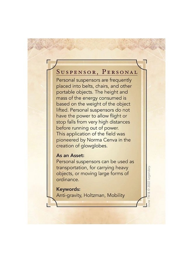 Modiphius Dune: Asset Cards - Agent Expansion Deck - Dune Adventures in The Imperium, 56 Cards RPG Expansion, Accessory Pack, Each Card Details an Individual Asset, Role-Playing Game - Image 3