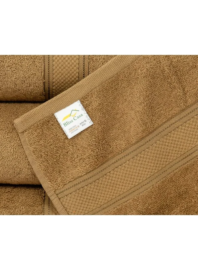 بليس كاسا Bliss Casa Cove Cotton Hand Towels 4 Pack 50 x 90 CM 500 GSM Cotton Bathroom Towel Set for Home Hotels Pool And Beach Camel
