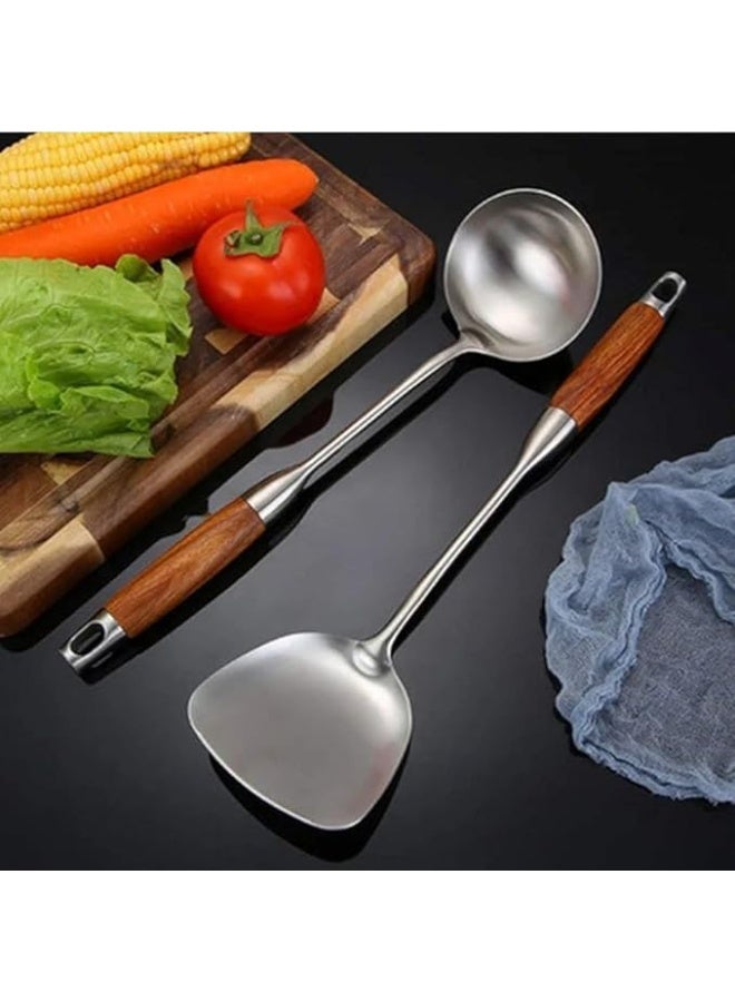 7-Piece Stainless Steel Kitchen Utensil Set with Wooden Handle Stand, 18/10 Material, Rust Resistant. - Image 3