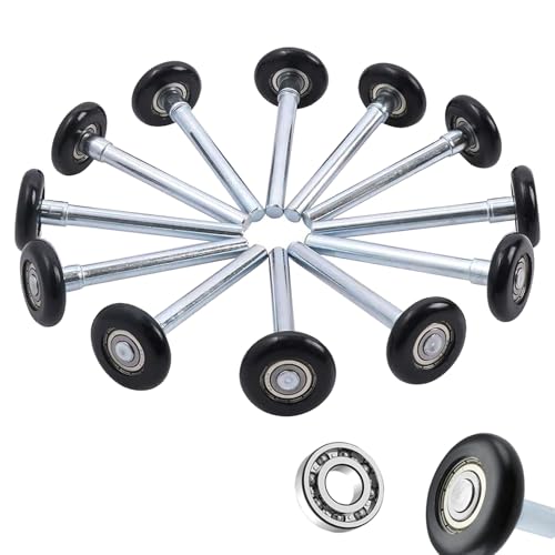 HOME MASTER HARDWARE 2" Nylon Garage Door Rollers 12 Pack,Garage Door Wheels Replacement 4" Stem,Garage Door Repair Service,Quiet 6200Z Precision Bearings,Black - Image 1