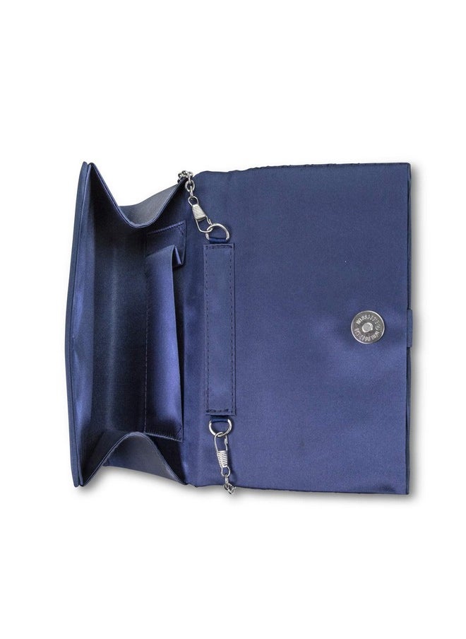 Jessica McClintock Womens Alexis Pleated Flap With Rhinestones Navy  - Image 2