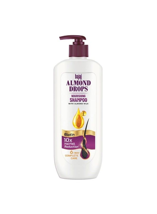 Bajaj Almond Drops Nourishing Shampoo with Almond Milk, Vitamin E & Biotin | For Soft, Shiny Hair | 10X Hairfall Reduction | Paraben Free- 340ML - Image 1