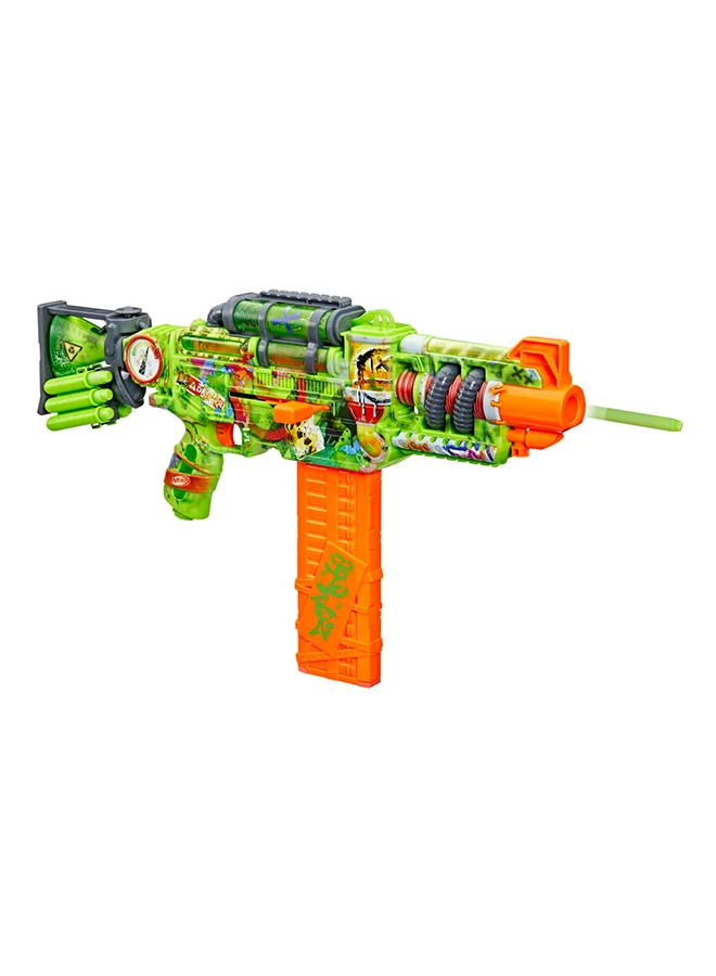 نيرف Nerf Zombie Corrupter Dart Blaster, 22 Nerf Elite Darts, 18 Dart Clip, Dart Storage, Bolt Action, Outdoor Games, Ages 8+