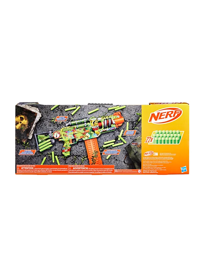 نيرف Nerf Zombie Corrupter Dart Blaster, 22 Nerf Elite Darts, 18 Dart Clip, Dart Storage, Bolt Action, Outdoor Games, Ages 8+