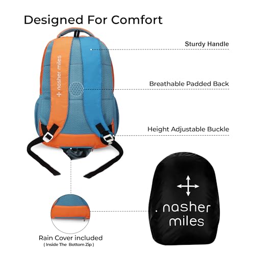 Nasher Miles 45 L Orange Backpack with 3 compartment and rain cover|Football Dribble Casual,College and School - Image 3
