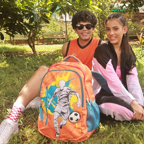 Nasher Miles 45 L Orange Backpack with 3 compartment and rain cover|Football Dribble Casual,College and School - Image 5