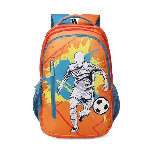 Nasher Miles 45 L Orange Backpack with 3 compartment and rain cover|Football Dribble Casual,College and School - Image 1
