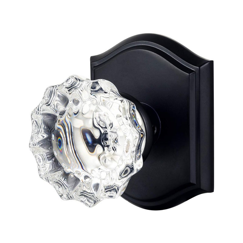 CLCTK Passage Glass Door Knobs Interior Antique Crystal Door Knobs for Hall and Closet Matte Black