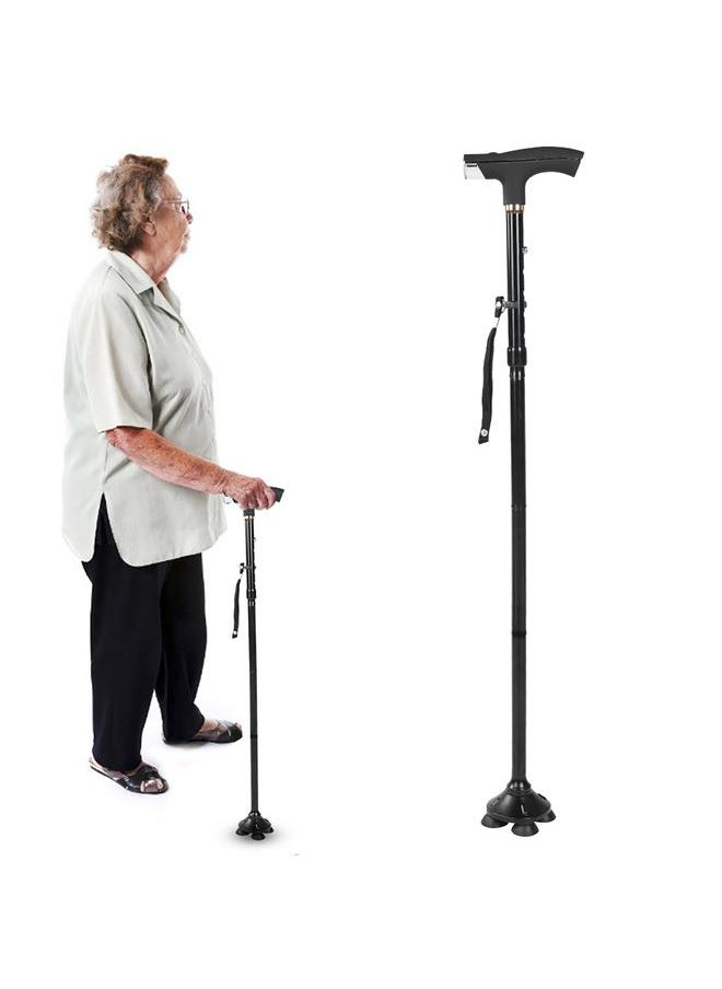 Thoraya Thicken Aluminum Alloy Outdoor Adjustable Folding Cane Elderly Walking Sticks Gift with Light  - Image 4