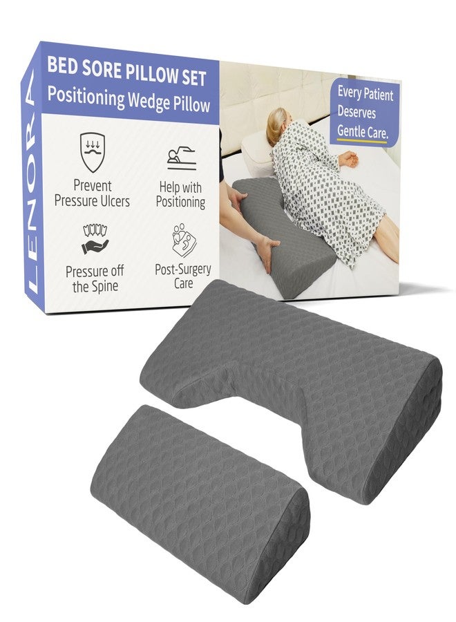 Lenora Bed Sore Pillow Set, Positioning Wedge Pillow with Extra Auxiliary Pillow, Bed Sore Cushion with Non-Skid Fabric, Prevent BedSores, Provide Comfort for Bedridden Patients, Gray - Image 1