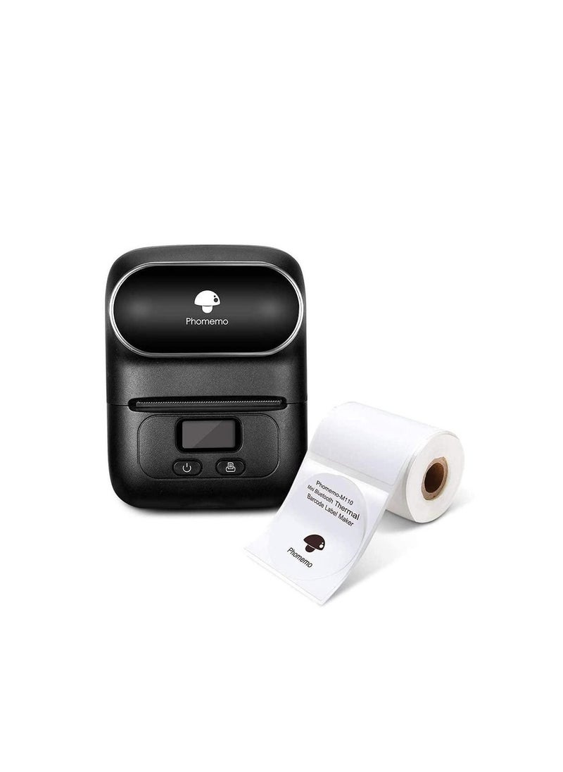 phomemo - Phomemo M110 Portable Thermal Label Printer Bluetooth Connection Apply For Labeling Shipping Office Cable Retail Barcode And More with 1 40×30mm Label Roll White - Image 1