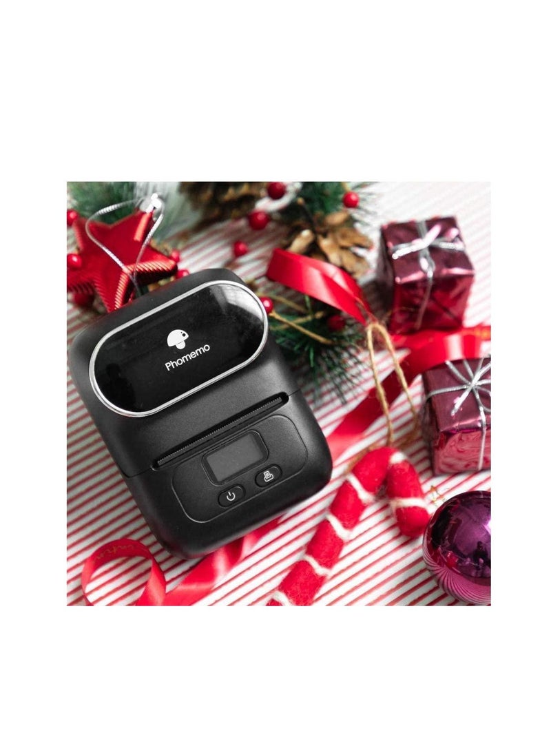 phomemo - Phomemo M110 Portable Thermal Label Printer Bluetooth Connection Apply For Labeling Shipping Office Cable Retail Barcode And More with 1 40×30mm Label Roll White - Image 1
