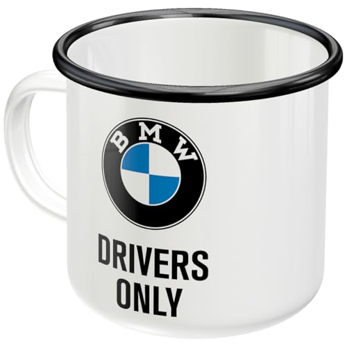 Nostalgic Art Nostalgic-Art Retro Enamel Cup, 12.2 oz, official license product (OLP), BMW – Drivers Only – Gift idea for car accessories fans, Camping Mug, Vintage design - Image 1