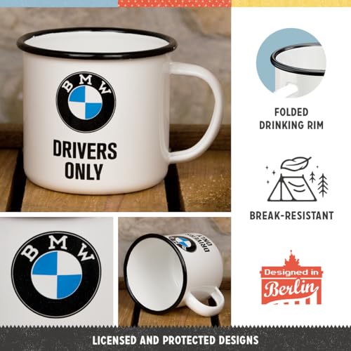 Nostalgic Art Nostalgic-Art Retro Enamel Cup, 12.2 oz, official license product (OLP), BMW – Drivers Only – Gift idea for car accessories fans, Camping Mug, Vintage design - Image 2