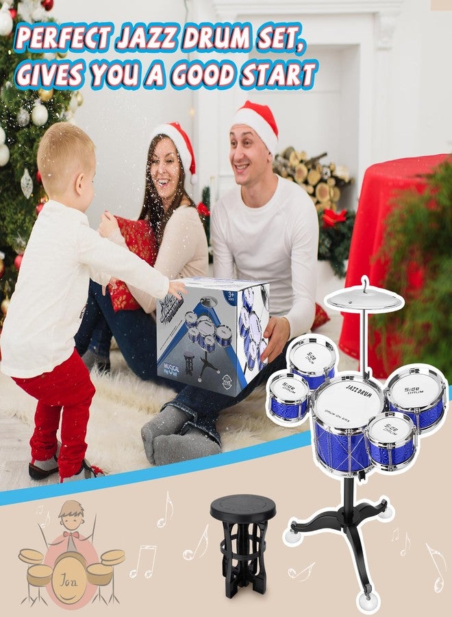 CHADRIGIVS Toddler Drum Set Kids Jazz Drum Kit 8 Piece - Educational Percussion Musical Instruments Toy Playset Christmas Birthday Gift for Boys Girls, Blue - Image 5